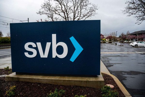 Signage outside Silicon Valley Bank headquarters in Santa Clara, California, US, on Thursday, March 9, 2023. SVB Financial Group bonds are plunging alongside its shares after the company moved to shore up capital after losses on its securities portfolio and a slowdown in funding. Photographer: David Paul Morris/Bloomberg via Getty Images